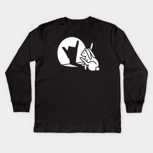 Rabbit shadow hand 'Call You' hand sign language Kids Long Sleeve T-Shirt